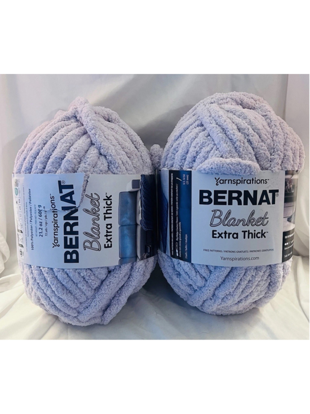 Lot of (2) Bernat Blanket Extra Thick Yarn 72 yds. Jadeite Lavender Chunky Jumbo
